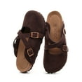 thumbnail image 1 of new women's buckle clogs and mules potato shoes cross strap sandals soft sole genuine leather slippers lazy shoes, 1 of 6