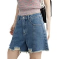 thumbnail image 1 of new women's shorts with slits, irregular brushed denim trousers, suitable for girls, new summer women's trousers-Blue-M, 1 of 4