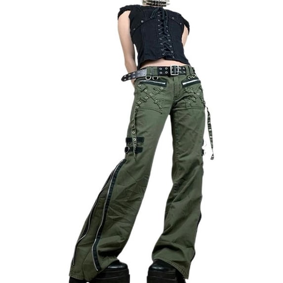 new y2k large pocket overalls fashion solid color low waist trousers women's street loose pants-As photo shows_g-S
