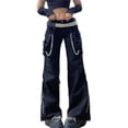 thumbnail image 1 of new y2k large pocket overalls fashion solid color low waist trousers women's street loose pants-As photo shows_y-M, 1 of 7