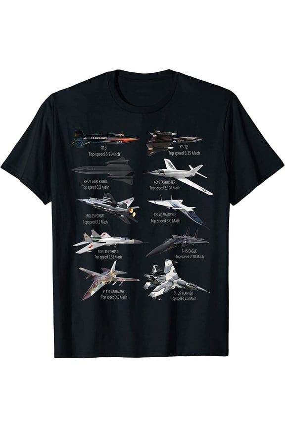 newMilitary's Fastest Jet Fighters Aircraft Plane of the World T-Shirt