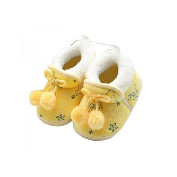 newborn baby boy girl cute plus cashmere bownot slippers warm cotton wool shoes
