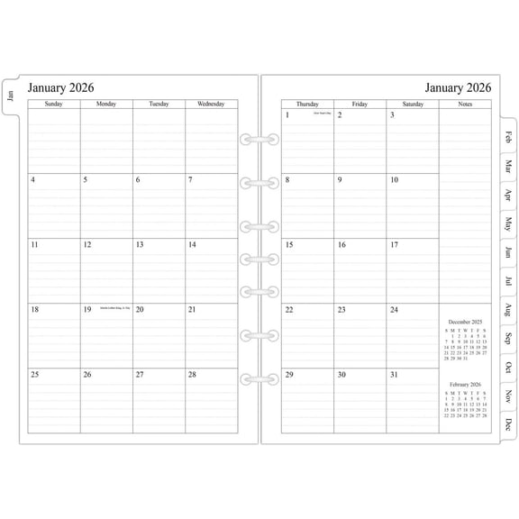 newestor 2026 Monthly Planner Refills 5.5" x 8.5" for Mini Binder, 12 Months ...