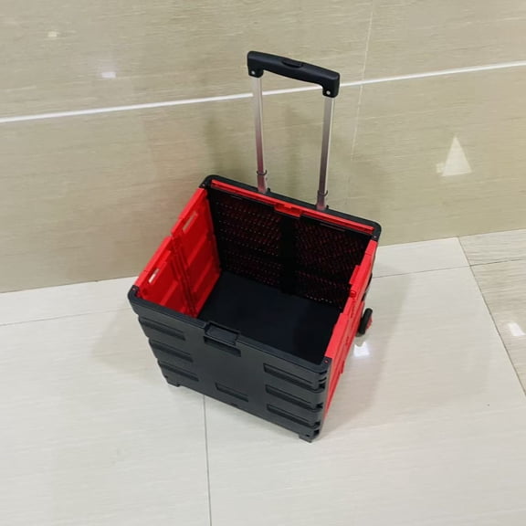 newsesh Carts,Foldable Utility Cart with Wheels, Collapsible Rolling Cart with Telescoping Handle, 77 Lbs Capacity Portable Shopping Cart