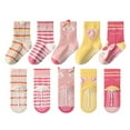 thumbnail image 1 of newwalpole 5 Pairs Girls Crew Athletic Socks with Dinosaur Striped Flower Soft Cotton School Casual Sock for Girls Boys F for Size 9-12 Years, 1 of 2