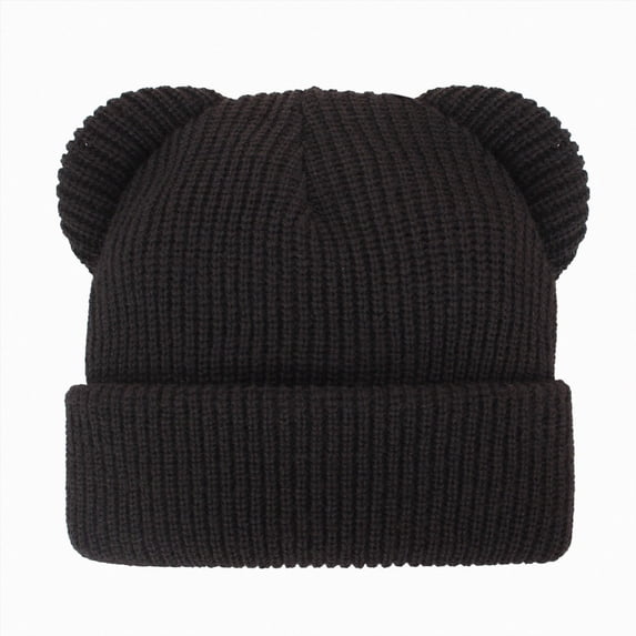 newwalpole Baby Beanie Winter Knit Hat with Bear Ear for Infant Toddler Boys Girls Children Soft Knitted Hat Skull Cap(Black,3-8 Years)