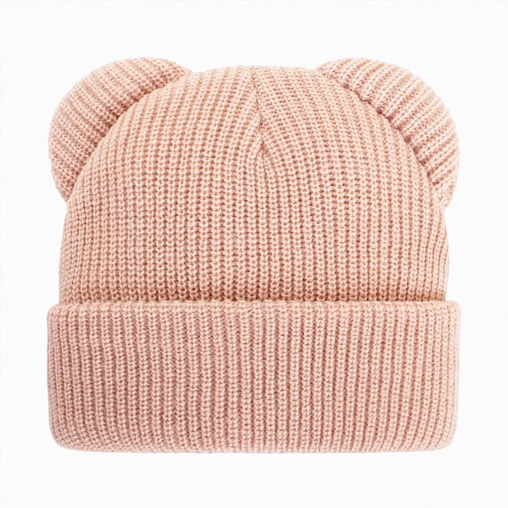 newwalpole Baby Beanie Winter Knit Hat with Bear Ear for Infant Toddler Boys Girls Children Soft Knitted Hat Skull Cap(Pink,3-8 Years)