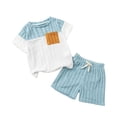 thumbnail image 1 of newwalpole Baby Boy Clothes Toddler Boys Summer Outfits Short Sleeve Pockets Patchwork T-Shirts Elastic Waist Shorts Set 12M-5T Light Blue for Size 2-3 Years, 1 of 7