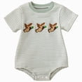 thumbnail image 1 of newwalpole Baby Boy Summer Clothes Mallard Duck Embroidery Newborn Bubble Romper Short Sleeve Bodysuit Infant Hunting Clothing (Green, 0-3 Months), 1 of 9