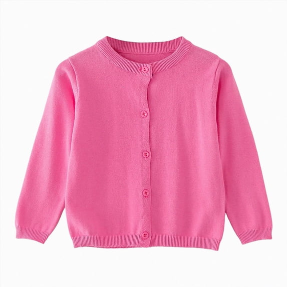newwalpole Baby Boys Girls Button-Down Cardigan Toddler Cotton Knit Sweater Kid Outwear(Hot Pink,3-4 Years)