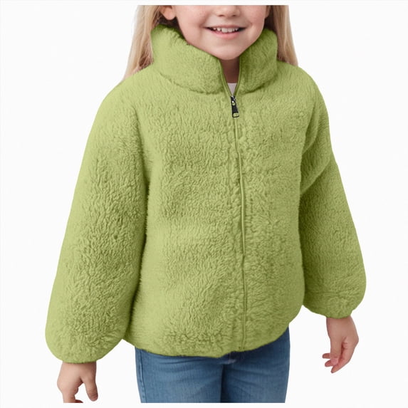 newwalpole Baby Boys Girls Sherpa Fleece Jacket Full Zip Fall Windproof Coat Toddler Fuzzy Fleece Sweatshirt Kids Winter Coat(Green,18-24 Months)