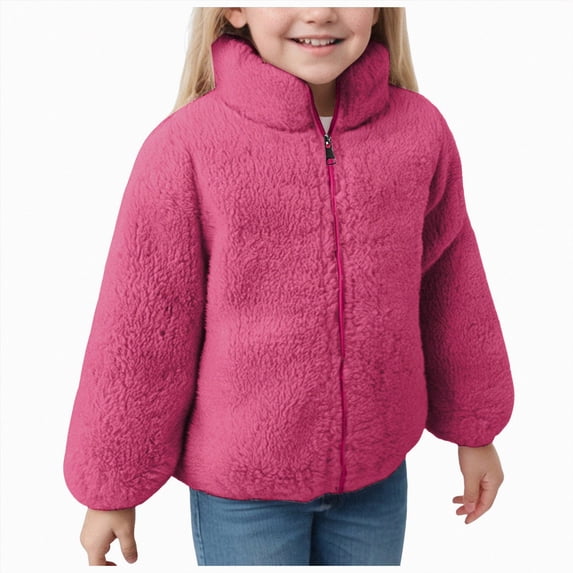 newwalpole Baby Boys Girls Sherpa Fleece Jacket Full Zip Fall Windproof Coat Toddler Fuzzy Fleece Sweatshirt Kids Winter Coat(Hot Pink,9-10 Years)