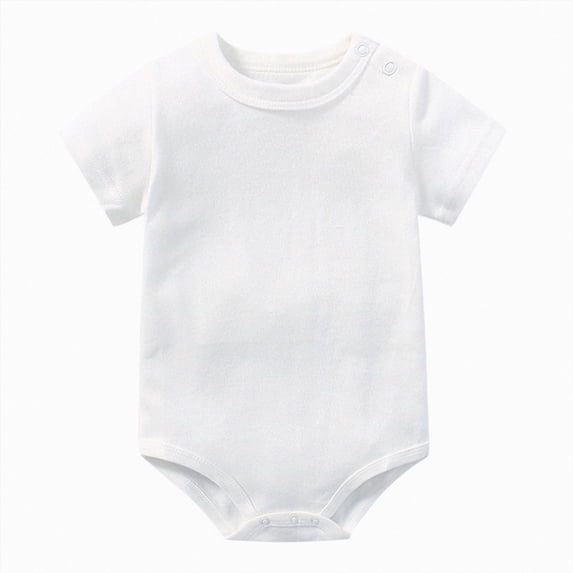 newwalpole Baby Bubble Onesie Romper 100% Organic Cotton Clothes Short Sleeve Summer Solid Color T-Shirt Footless Outfits (White, 12-18 Months)