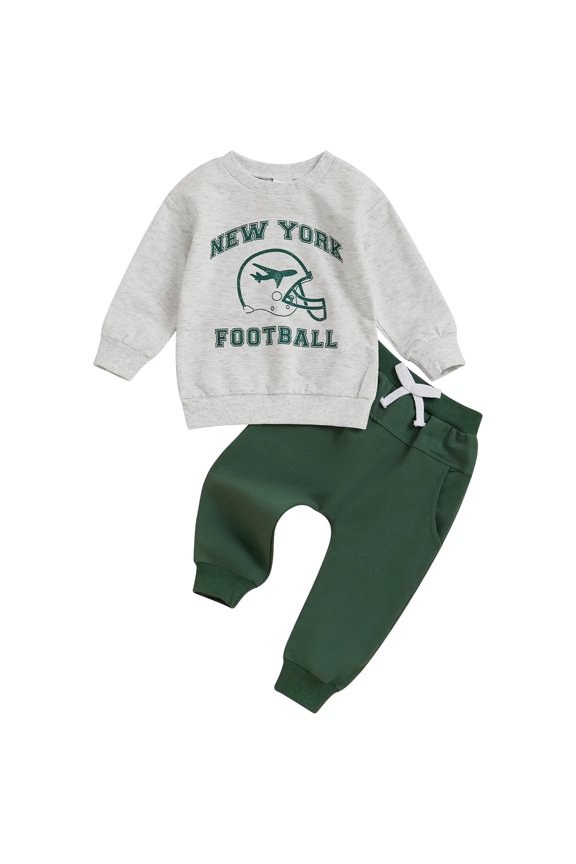 Baby Clothes Gender Neutral Baby Boy Girl Long Sleeve Sweatshirt Pullover Pant Fall Solid Color Outfit Gray for Size 12-18 Months