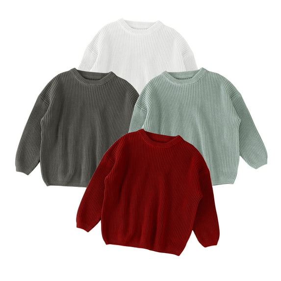 newwalpole Baby Girl Boy Knit Sweater Toddler Baby Girl Boy Knit Sweater Round Neck Long Sleeve Pullover Watermelon Red for Size 2-3 Years