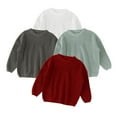 thumbnail image 1 of newwalpole Baby Girl Boy Knit Sweater Toddler Baby Girl Boy Knit Sweater Round Neck Long Sleeve Pullover White for Size 4-5 Years, 1 of 3