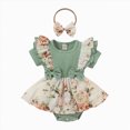 thumbnail image 1 of newwalpole Baby Girl Floral Romper Dress Newborn 0 3 6 12 18 Months Clothes Outfit (Light Green, 6-9 Months), 1 of 5