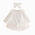 thumbnail image 1 of newwalpole Baby Girl Flower Dress Fall Winter, Tutu Tulle Princess Wedding Birthday Party Dresses for Newborn Girls 0-18 Months (White, 6-12 Months), 1 of 8