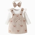 thumbnail image 1 of newwalpole Baby Girl Long Sleeve T-Shirt Cute Bow Suspender Overall Dresses Romper Dress Set Spring Outfits Clothes (White, 9-12 Months), 1 of 9