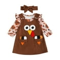 thumbnail image 1 of newwalpole Baby Girl Thanksgiving Outfit Newborn Long Sleeve Romper Onesie Corduroy Skirt Little Turkey Dress Fall Clothes Set Brown for Size 12-18 Months, 1 of 7