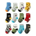 thumbnail image 1 of newwalpole Baby Girls Boys Toddlers Kids Grips Socks 12 Pairs Non Slip Anti Skid Ankle No Show Funny Cotton Socks with Grippers F for Size 1-3 Years, 1 of 3