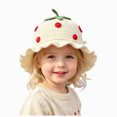 thumbnail image 1 of newwalpole Baby Girls Knitted Strawberry Hat Strawberry Crochet Breathable Warm Hat(White,1-4 Years), 1 of 6