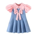 thumbnail image 1 of newwalpole Baby Girls Overalls Jean Dress, Flower Embroidered Double Color Spliced Tulle Skirts Pink for Size 4 Years, 1 of 9