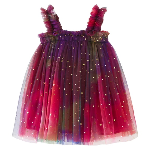 newwalpole Baby Girls Tulle Tutu Dress Summer Birthday Party Babydoll Dresses Wine for Size 18-24 Months