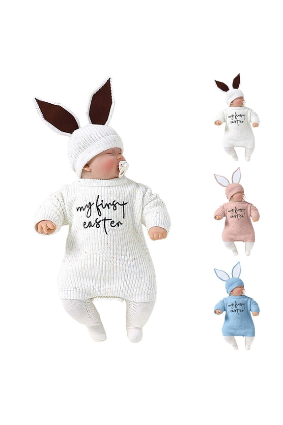 Baby Knit Sweater, Custom Baby Sweater with Hand-Embroidered Name and Monogram, Customized Unique Gift for Baby Beige for Size 1-3 Months