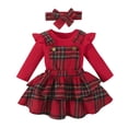 thumbnail image 1 of newwalpole Baby Long Sleeve Fall Dress Baby Girl Clothes Ruffle Toddler Casual Dress Cute Clothes Winter Outfits Red for Size 12-18 Months, 1 of 7