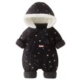 thumbnail image 1 of newwalpole Baby Snowsuit Newborn Printed Winter Clothes Outfit Infant Boys Grils Hooded Double Zippers Jumpsuit Onesie Coat Black for Size 9-12 Months, 1 of 7