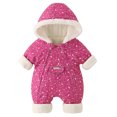 thumbnail image 1 of newwalpole Baby Snowsuit Newborn Printed Winter Clothes Outfit Infant Boys Grils Hooded Double Zippers Jumpsuit Onesie Coat Hot Pink for Size 1-2 Years, 1 of 7