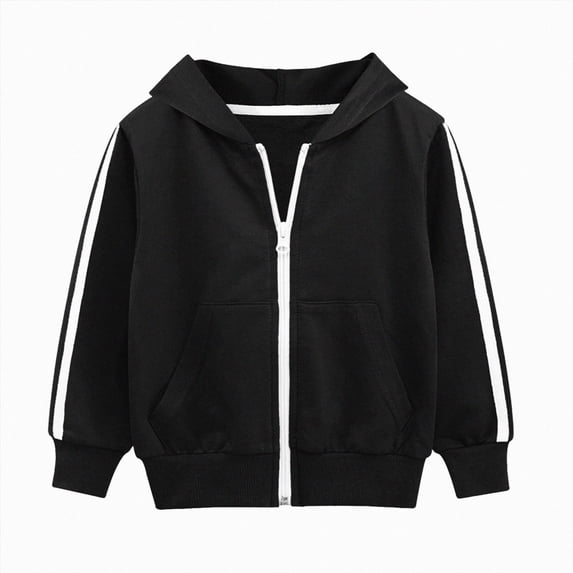 newwalpole Baby Toddler Boys Girls Zip Up Hoodie Sweatshirt Unisex Cotton Hooded Jackets Coat Casual Fall Shirts Tops(Black,12-18 Months)