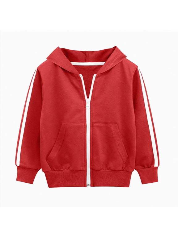 Baby Toddler Boys Girls Zip Up Hoodie Sweatshirt Unisex Cotton Hooded Jackets Coat Casual Fall Shirts Tops(Red,18-24 Months)