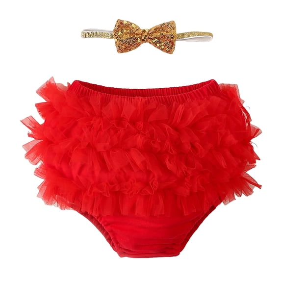 newwalpole Baby Tulle Ruffle Bloomer for Newbornr Girls Cotton Frilly Diaper Covers Cute Briefs Panties Shorts Red for Size NB