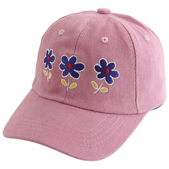 newwalpole Baseball Hat for Toddler Girls Ages 2-8, Cute Embroidered Adjustable Vintage Washed Kids Baseball Cap Pink for Size 3-8 Years