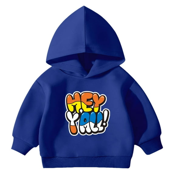 newwalpole Boy's Graphic Letter Hoodies Long Sleeve Hooded Sweatshirts Pullovers Fall Clothes Trendy Blue for Size 7-8 Years