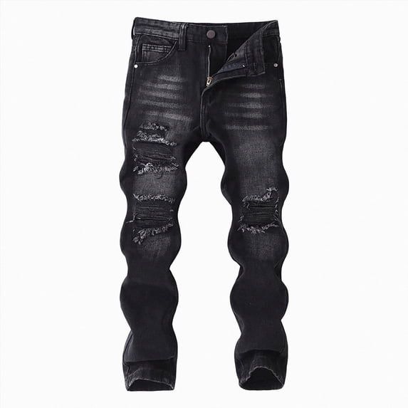 Roiped newwalpole Boy's Skinny Ripped Jeans Destroyed Distressed Taper Zipper ...