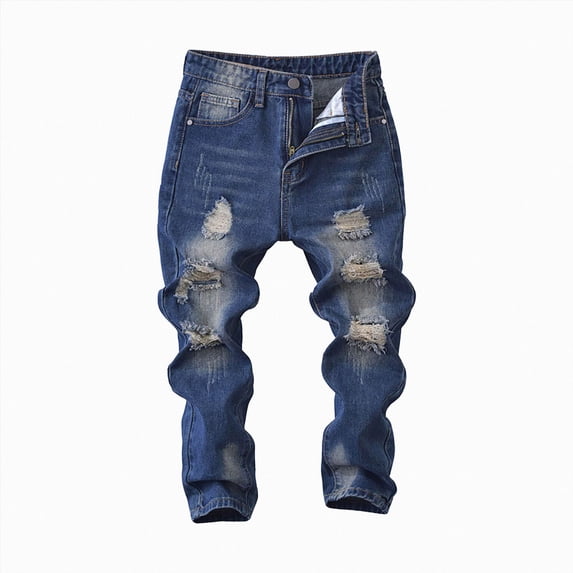 Roiped newwalpole Boy's Slim Straight Fit Ripped Jeans Destroyed Distressed ...