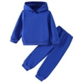 thumbnail image 1 of newwalpole Boys Clothes Ribbed Solid Long Sleeve Hoodie Sweatshirt and Sweatpants 2Pcs Fall Winter Outfits Blue for Size 3-4 Years, 1 of 7