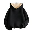 thumbnail image 1 of newwalpole Boys Girls Sherpa Lined Hoodie Pullover Youth Fleece Hooded Sweatshirt Kid's Warm Fuzzy Thicken Clothes Teen Pullover Black for Size 8-10 Years, 1 of 8