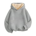 thumbnail image 1 of newwalpole Boys Girls Sherpa Lined Hoodie Pullover Youth Fleece Hooded Sweatshirt Kid's Warm Fuzzy Thicken Clothes Teen Pullover Gray for Size 11-12 Years, 1 of 8