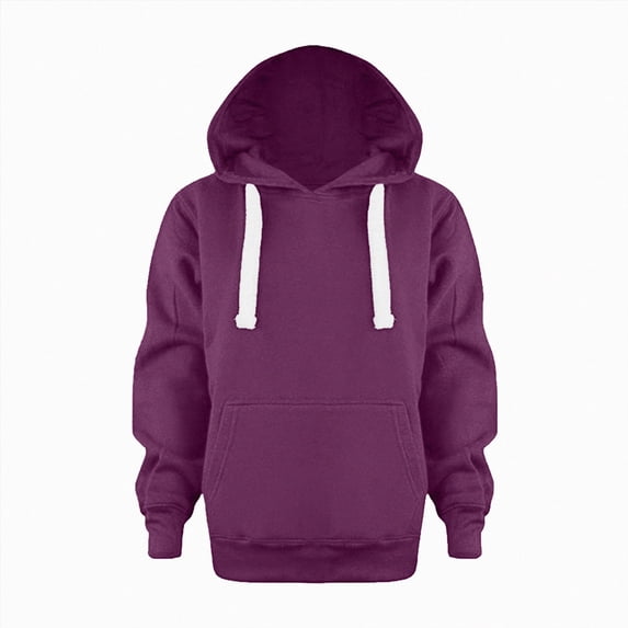 newwalpole Boys Girls Solid Soft Hooded Sweatshirt Classic Oversized Hoodies Loose Pullover Sweatshirts with Pocket for Kids(Purple,7-8 Years)