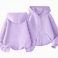 thumbnail image 1 of newwalpole Boys Girls Zipper Sweatshirt Youth Solid Classic Hoodies Soft Full Zip Hooded Sweatshirts for Teens Kids Unisex(Purple,11-12 Years), 1 of 9