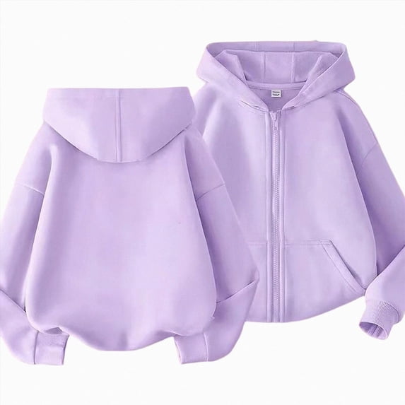 newwalpole Boys Girls Zipper Sweatshirt Youth Solid Classic Hoodies Soft Full Zip Hooded Sweatshirts for Teens Kids Unisex(Purple,11-12 Years)