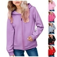 thumbnail image 1 of newwalpole Boys Girls Zipper Sweatshirt Youth Solid Classic Hoodies Soft Full Zip Hooded Sweatshirts for Teens Kids Unisex Purple for Size 9-10 Years, 1 of 8