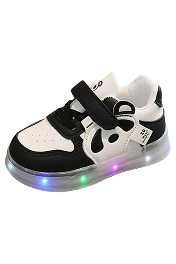 Boys LED Light-Up School Running Shoes - Back to School Mesh Athletic Sneakers Black for Size 6