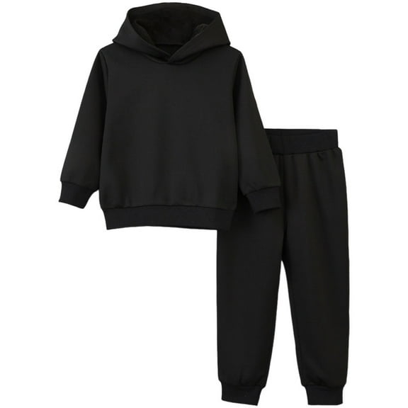 newwalpole Boys Sweat Suit Set - 2 Piece Soft Fleece Pullover Hoodies and Athletic Cargo Jogger Sweatpants for Boys Black for Size 4-5 Years
