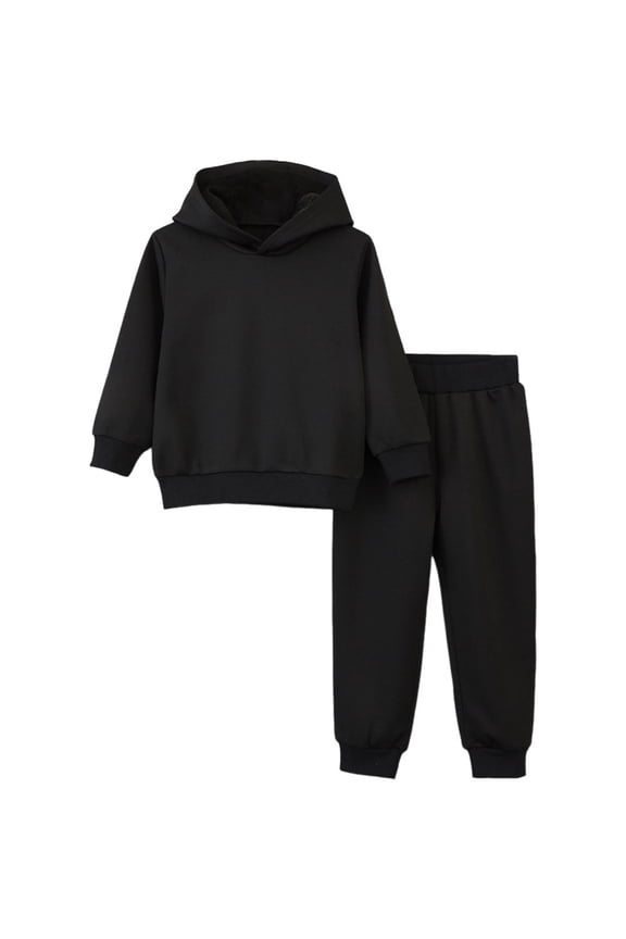 Boys Sweat Suit Set - 2 Piece Soft Fleece Pullover Hoodies and Athletic Cargo Jogger Sweatpants for Boys Black for Size 4-5 Years