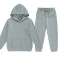 thumbnail image 1 of newwalpole Boys Sweatsuit Kids Tracksuit Long Sleeve 2 Piece Kids Sweat Set Size 3-4 Hooded Solid Color Sweatshirt and Jogging Pant Boys Outfits Gray for Size 6-7 Years, 1 of 2